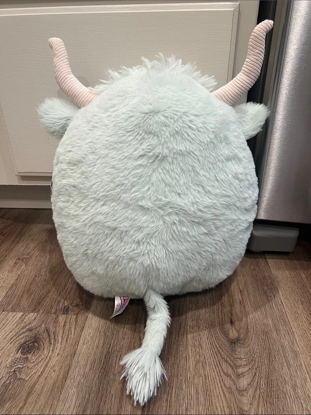 Squishmallows Mint Green Floral Belly Plush with tan Horns